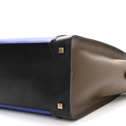 Celine Elephant Calfskin Mini Tri-Color Luggage Indigo 9 of 11