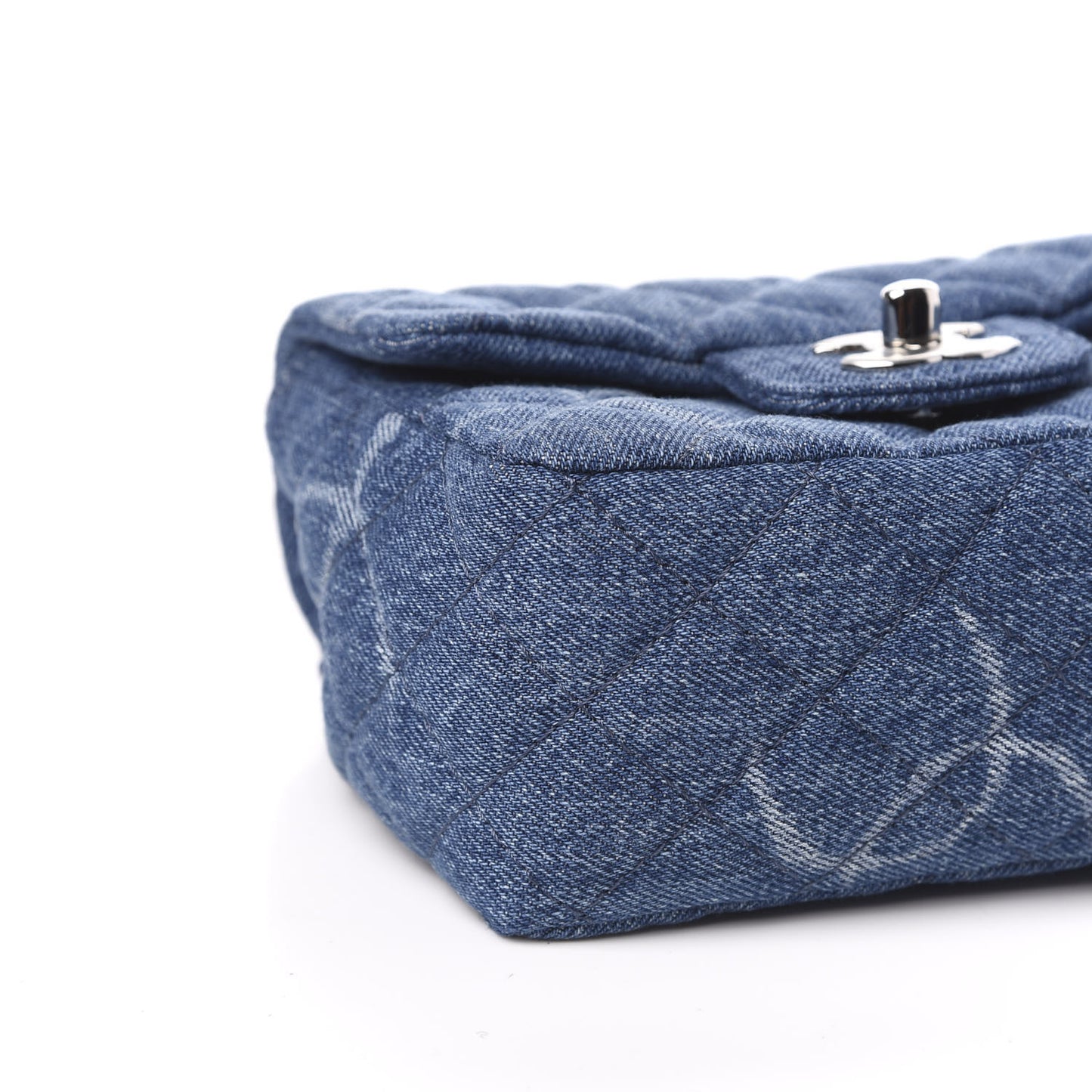 Denim CC Quilted Mini Square Flap Blue