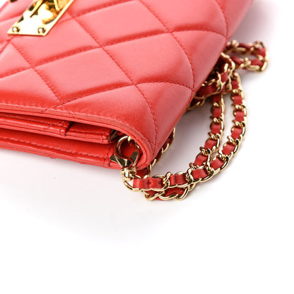 Chanel Lambskin Quilted Golden Class Wallet on Chain WOC Red 12 of 13