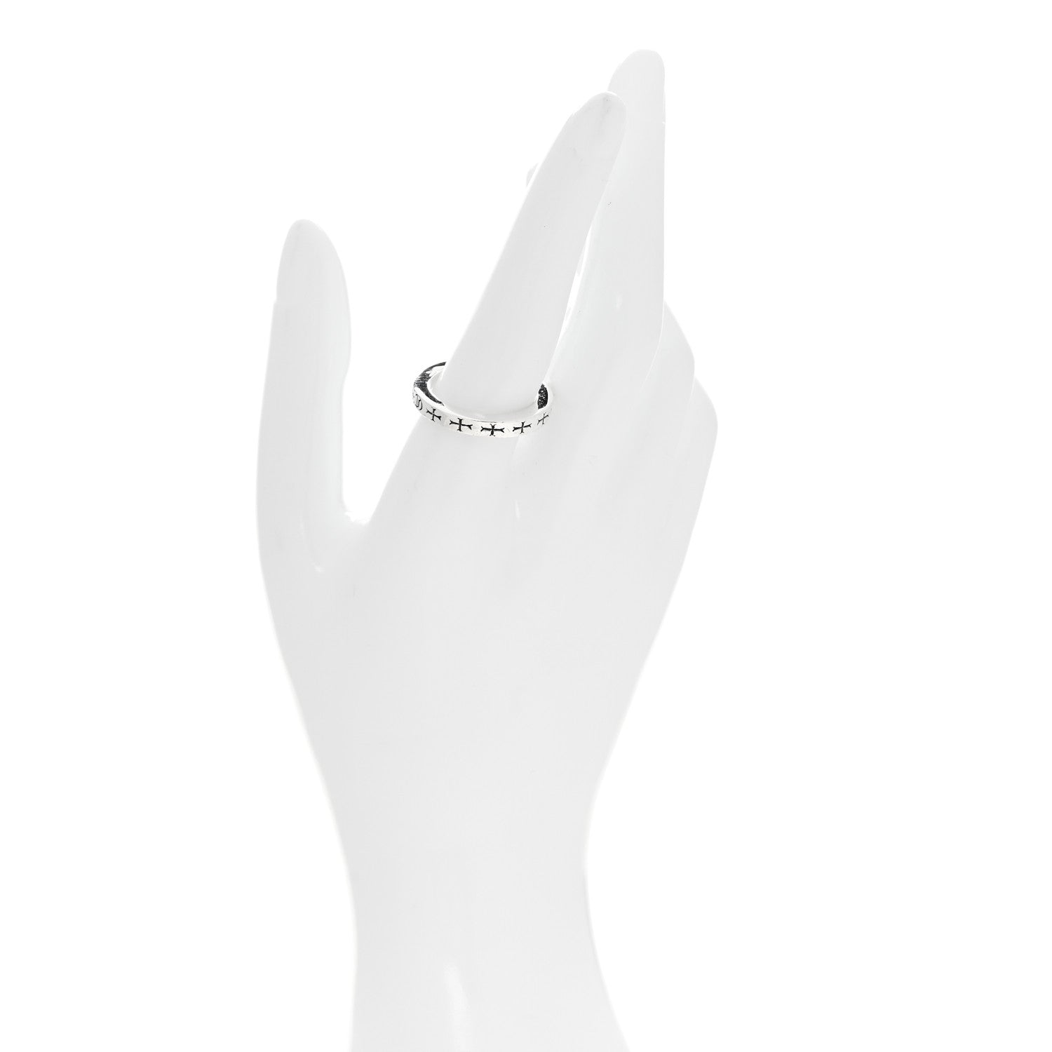 Chrome Hearts Sterling Silver Diamond CH Fck You Spacer Ring 58 8.5 2 of 4