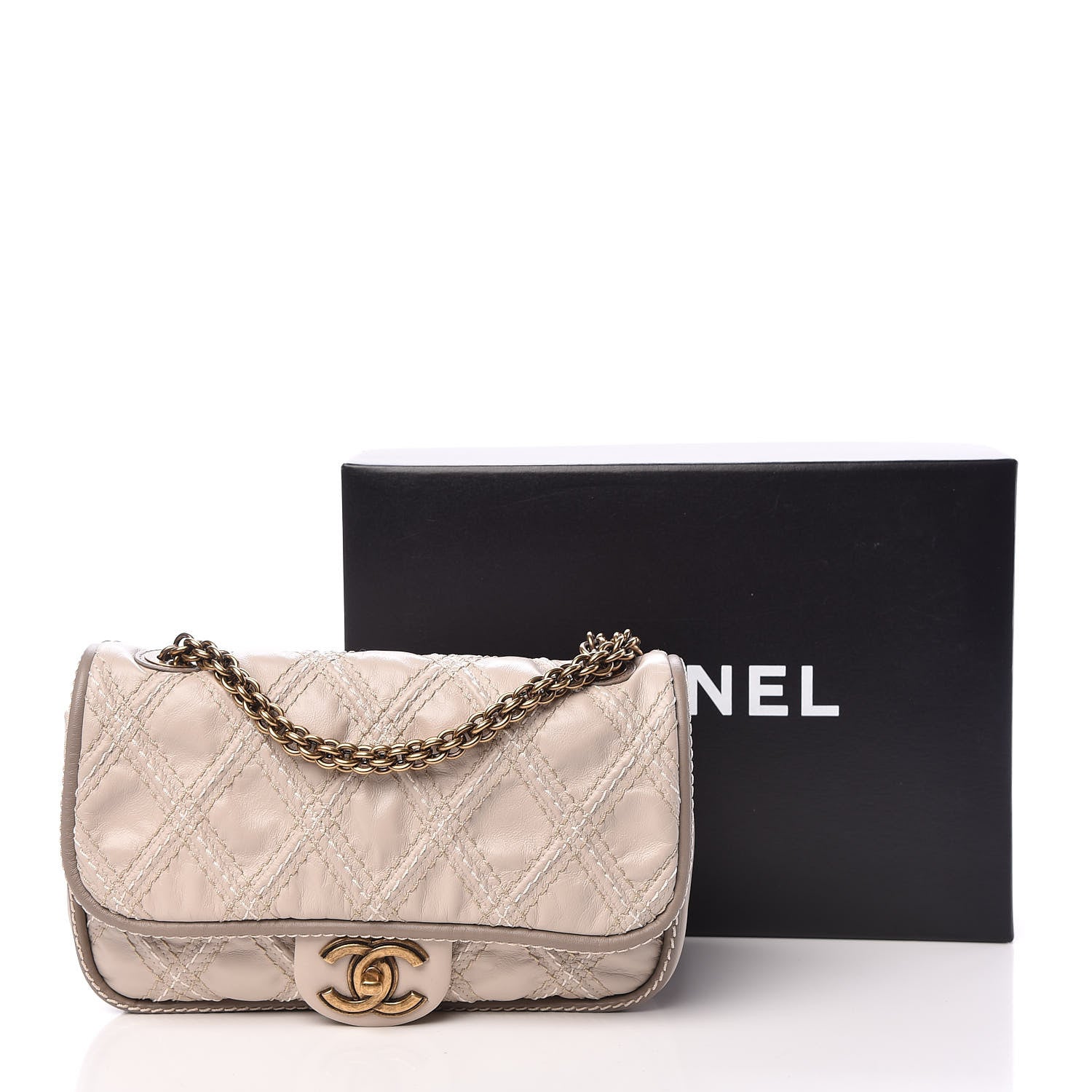 Chanel Calfskin Stitch Triptych Flap Beige 11 of 11