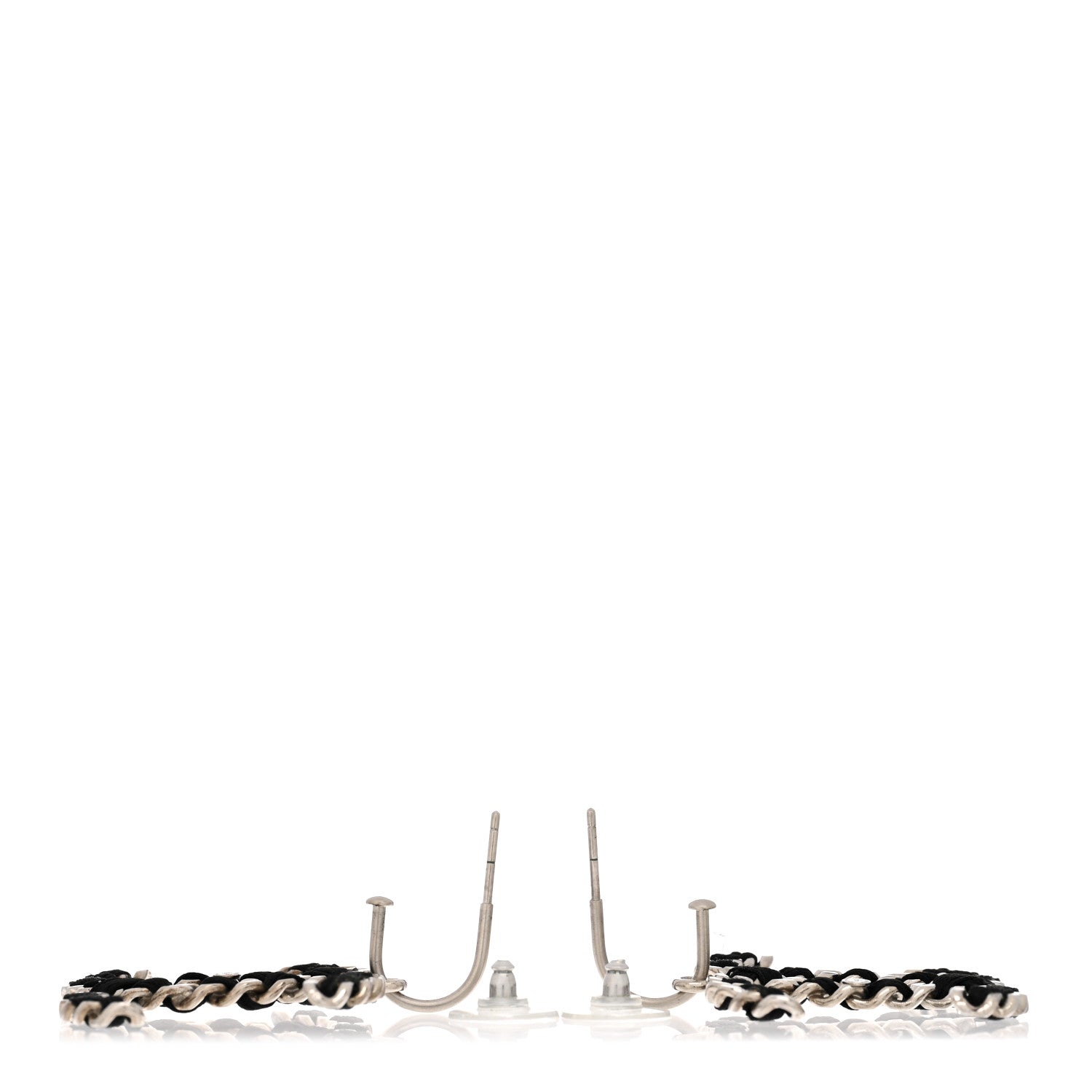 Chanel Lambskin CC Chain Drop Earrings Black Silver 3 of 5