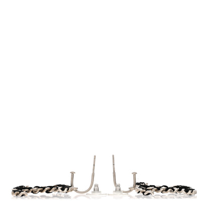 Chanel Lambskin CC Chain Drop Earrings Black Silver 3 of 5