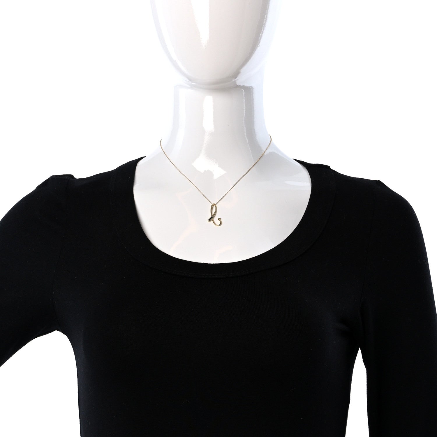 Tiffany 18K Yellow Gold Elsa Peretti Letter B Pendant Necklace 2 of 5