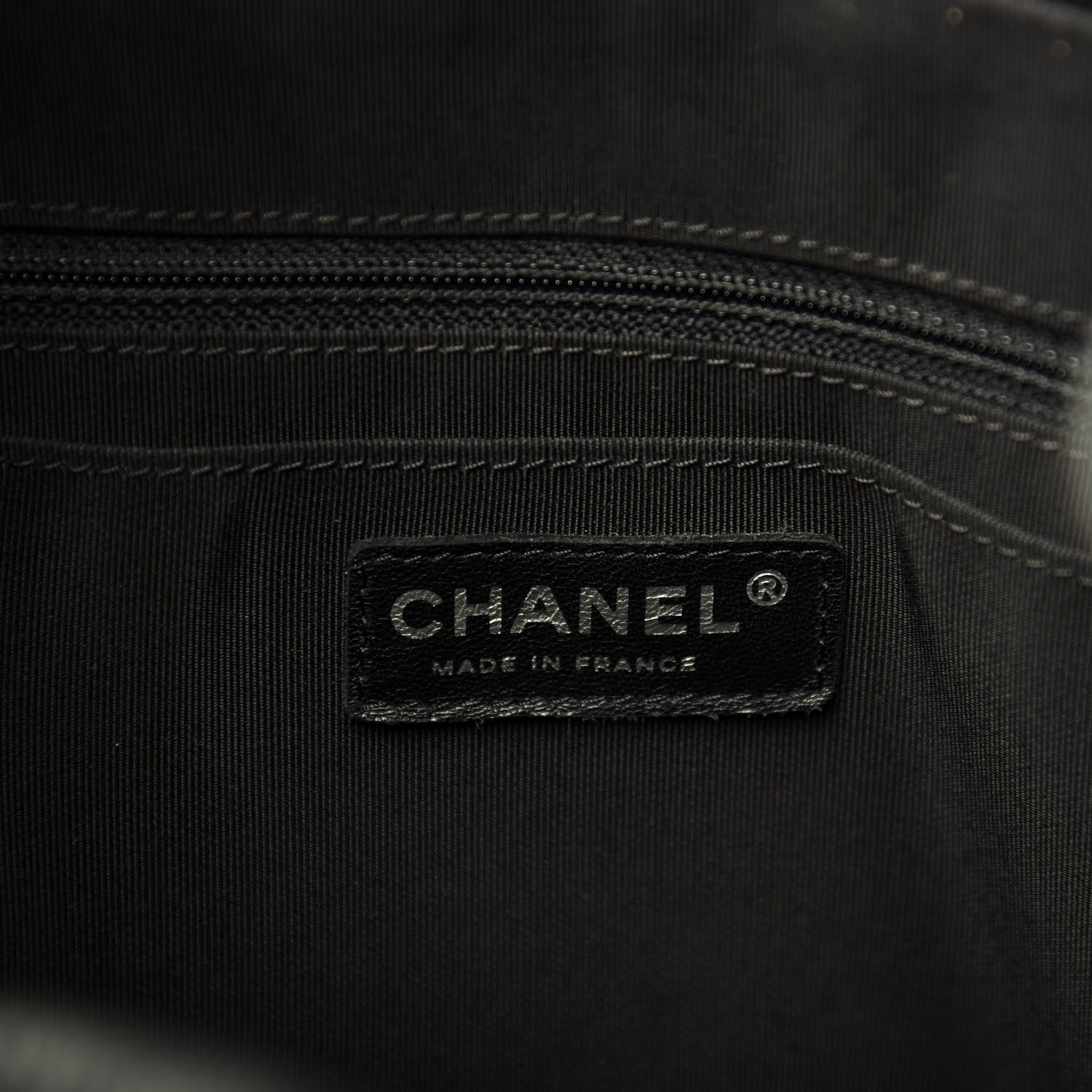 Chanel Deerskin Chevron Large CC Chain Bucket Drawstring Bag Black 9 of 12