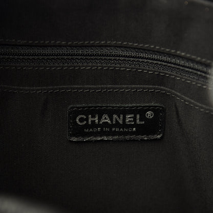 Chanel Deerskin Chevron Large CC Chain Bucket Drawstring Bag Black 9 of 12