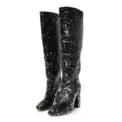 Louis Vuitton Sequin Donna High Boots 38 Black 4 of 8