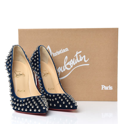 Christian Louboutin Velvet Specchio Billy 120 Spikes Pumps 35.5 Silver Eclipse 10 of 10