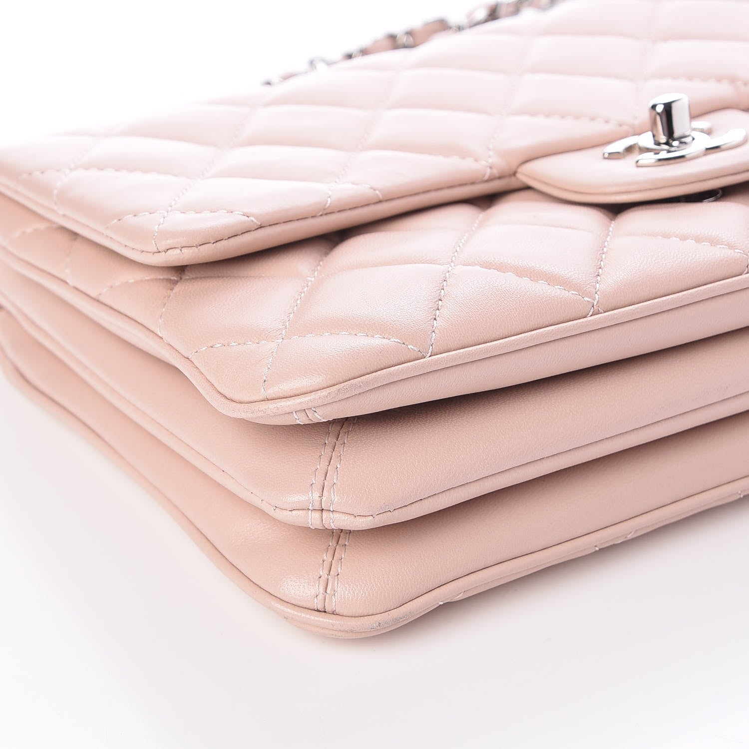 Chanel Lambskin Quilted Medium 3 Flap Light Pink 12 of 13