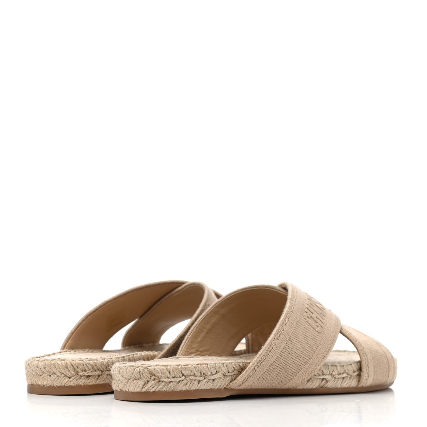 Canvas Embroidered Granville Espadrille Crisscross Flat Slide Sandals 40 Cream