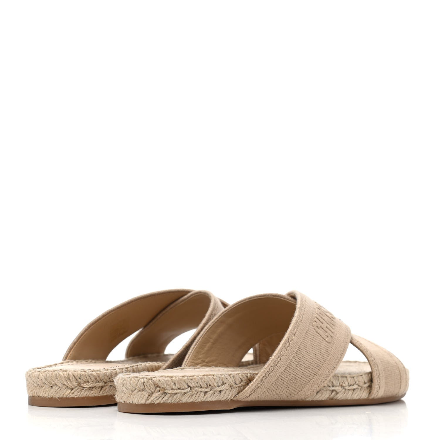 Christian Dior Canvas Embroidered Granville Espadrille Crisscross Flat Slide Sandals 40 Cream 3 of 4