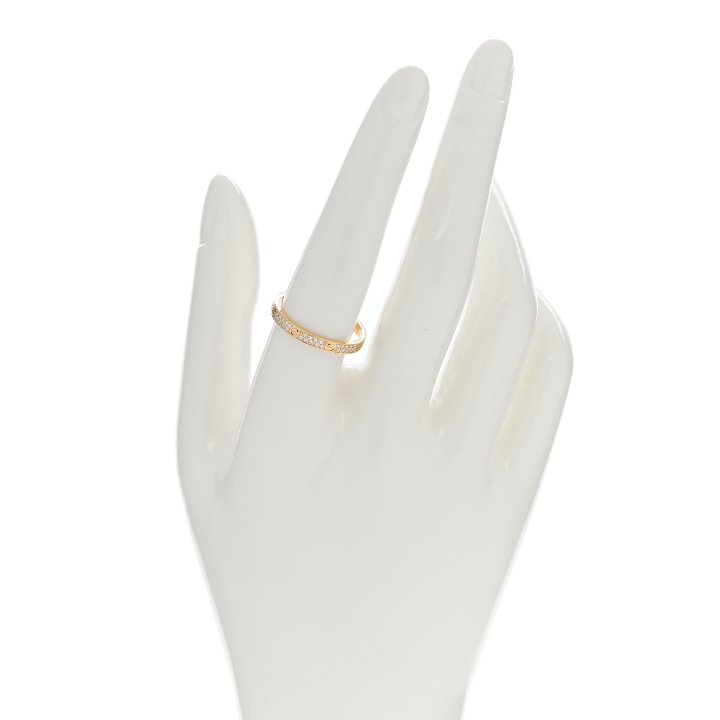 18K Yellow Gold Diamond 2.6mm LOVE Paved Band Ring 59 8.75