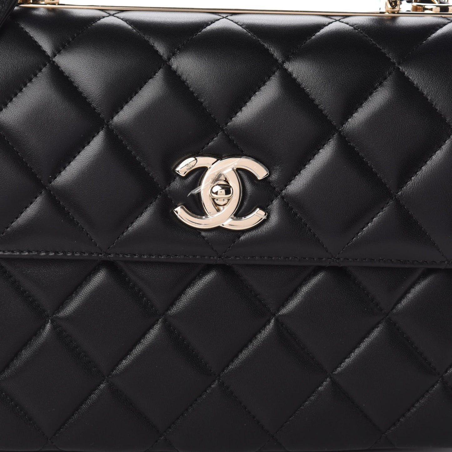 Lambskin Quilted Small Trendy CC Dual Handle Flap Bag Black