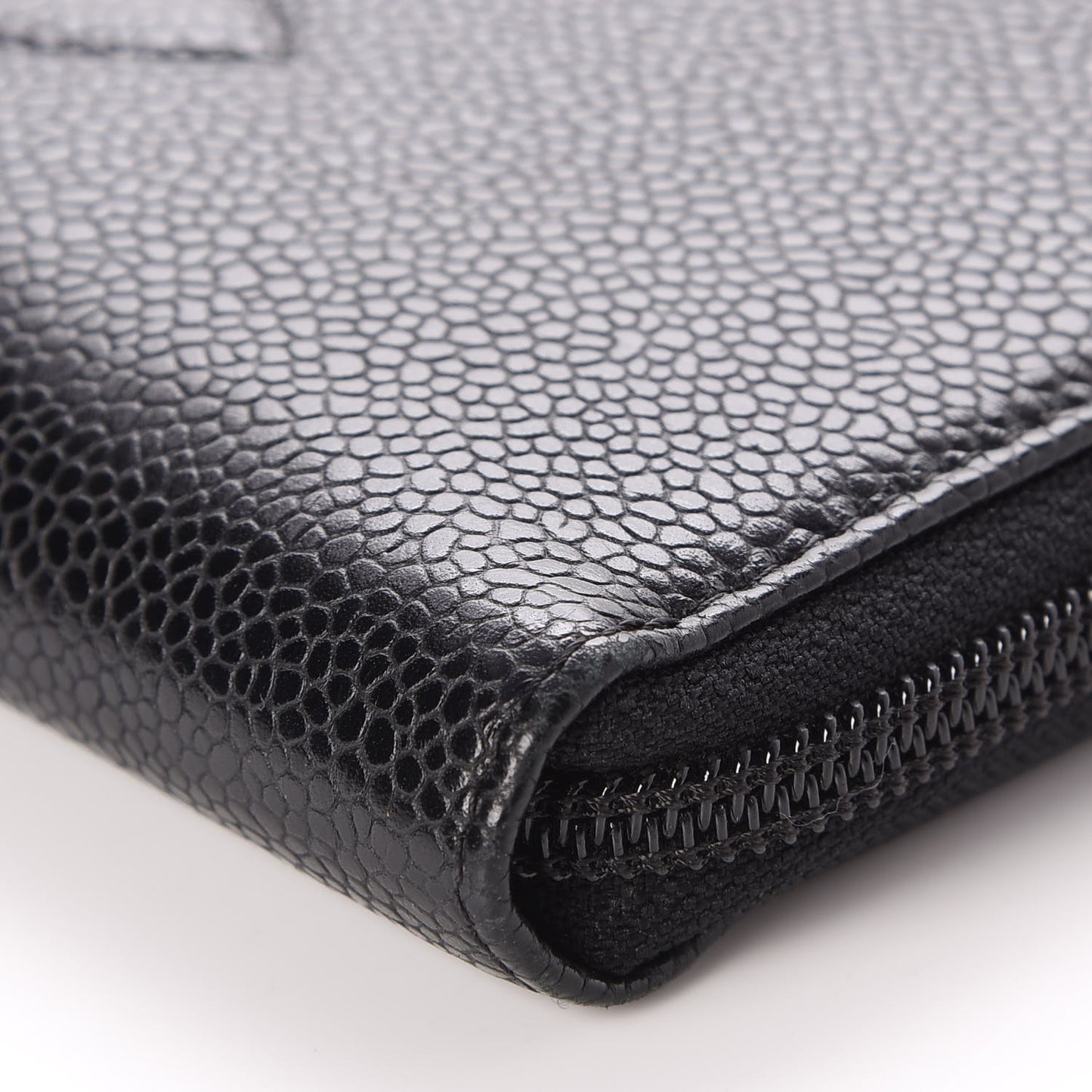 Caviar Large Timeless CC Zip Around Wallet Black