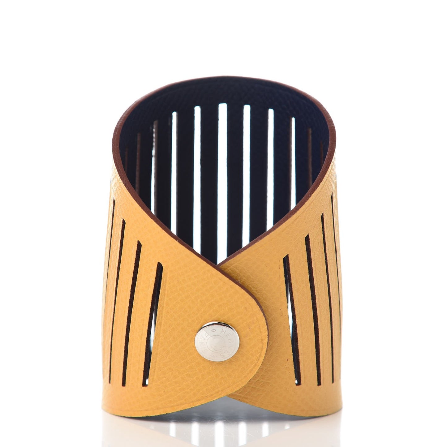 Epsom Petit H Ajoure Reversible Cuff Jaune D'Or Bleu De Malte