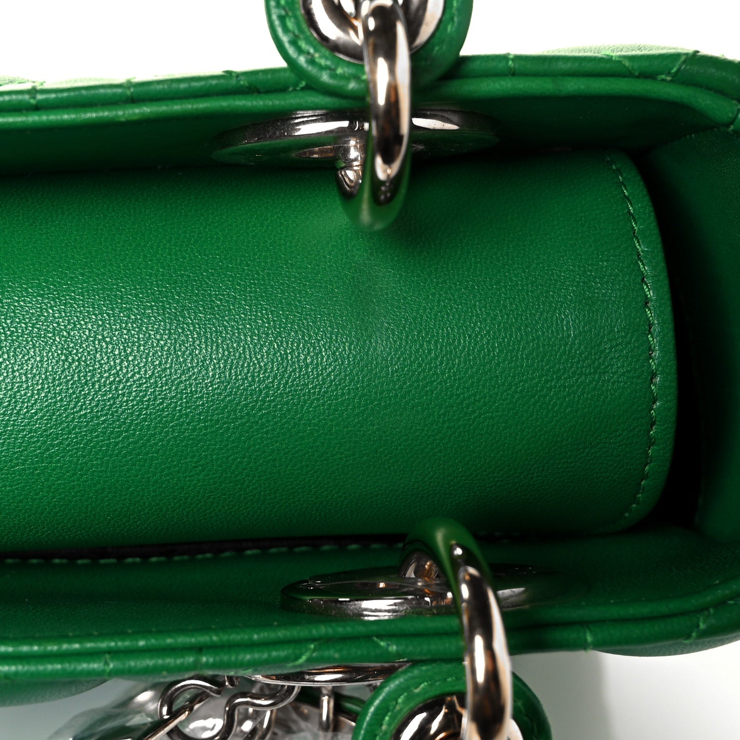 Lambskin Cannage Small Lucky Badges My Lady Dior Green