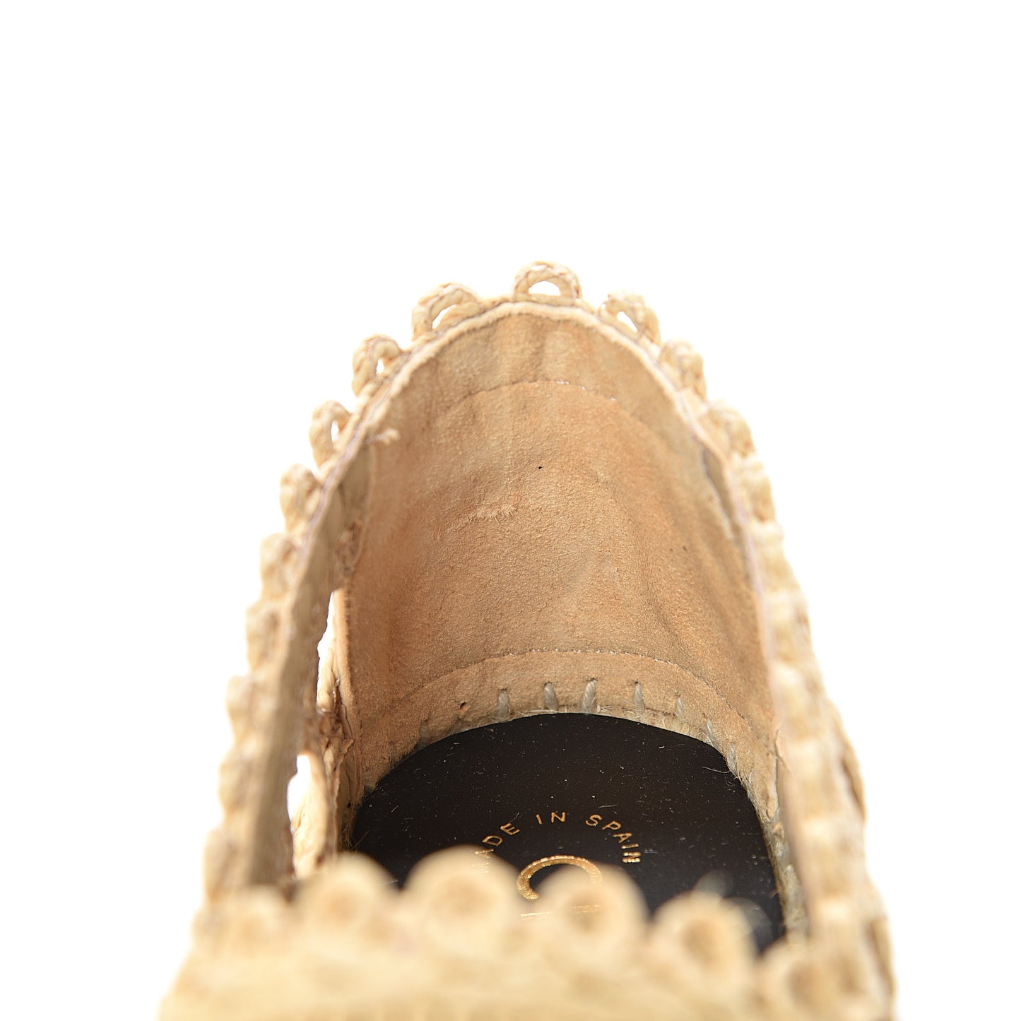 Woven Fabric Grosgrain CC Espadrilles 37 Beige Black