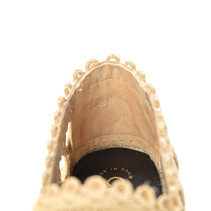 Chanel Woven Fabric Grosgrain CC Espadrilles 37 Beige Black 11 of 12