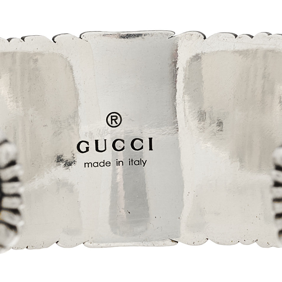 Gucci Sterling Silver Resin Garden GG Cuff Bracelet Green 3 of 4