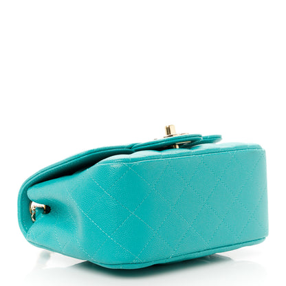 Chanel Caviar Quilted Mini Square Flap Turquoise 4 of 11