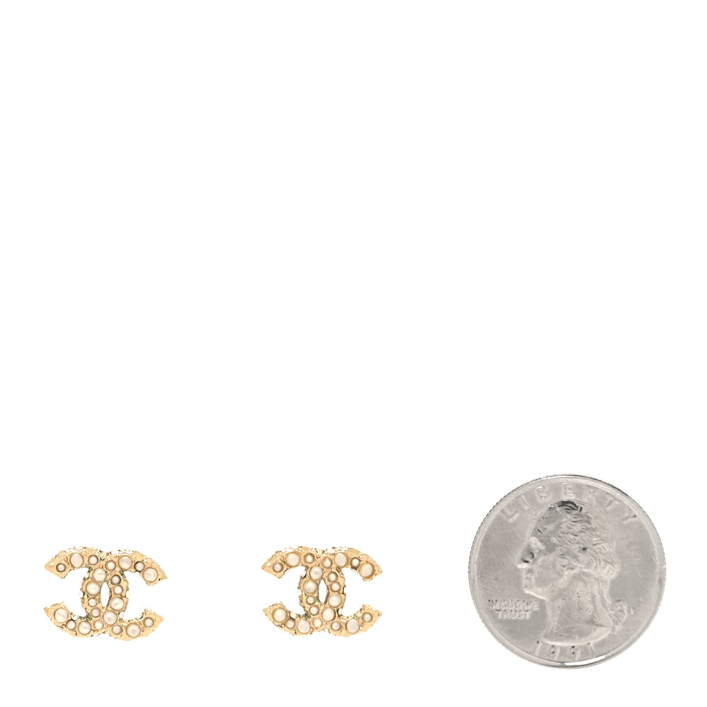Metal Graduated Pearl Crystal CC Earrings Light Gold
