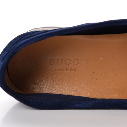 Gucci Suede Calfskin Womens 1953 Horsebit Loafers 37.5 Cobalt Blue 8 of 10