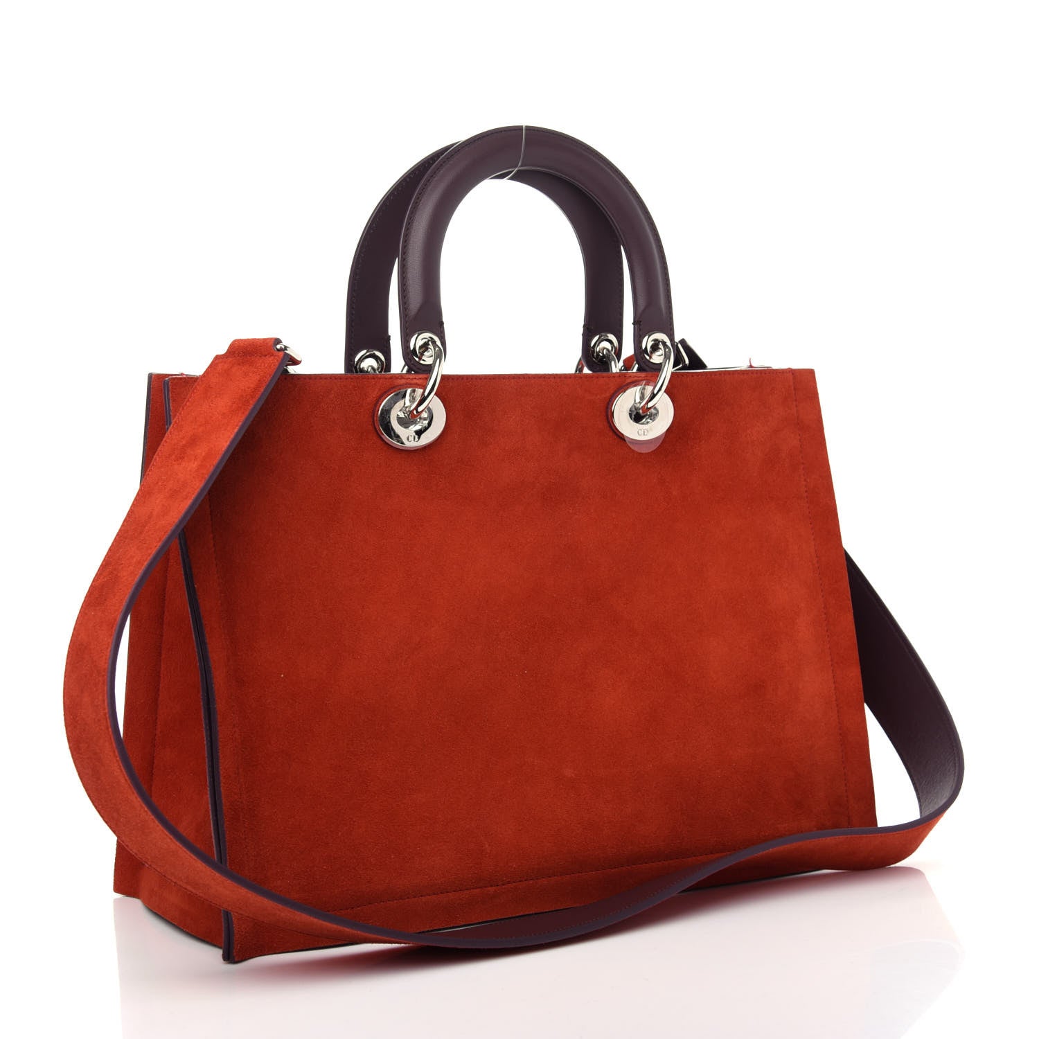 Christian Dior Suede Medium Diorissimo Tote True Red Burgundy 4 of 10