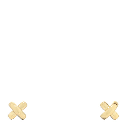 Tiffany 18K Yellow Gold 5mm Cross Stitch Earrings 1 of 4