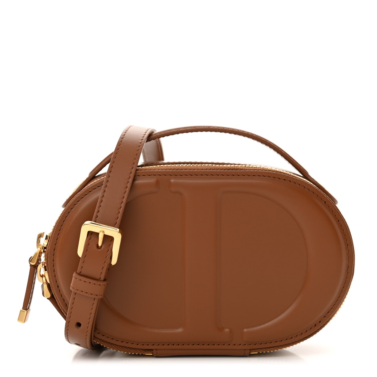 Christian Dior Calfskin CD Signature Oval Crossbody Camera Bag Brown 1 of 11