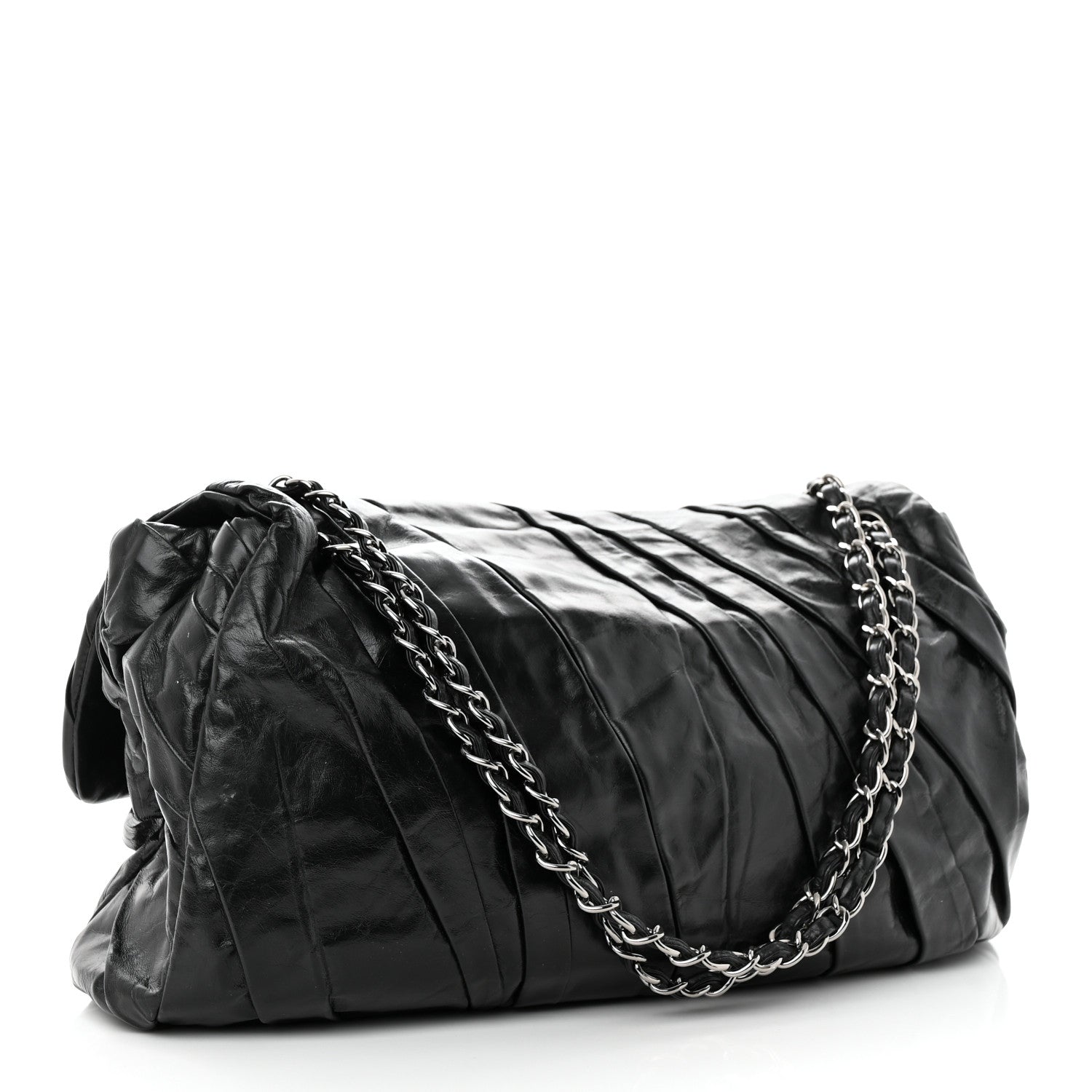 Chanel Glazed Calfskin Twisted Maxi Flap Black 3 of 19