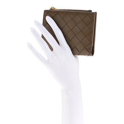 Bottega Veneta Nappa Intrecciato Bifold Zip Wallet Taupe Grey 2 of 8