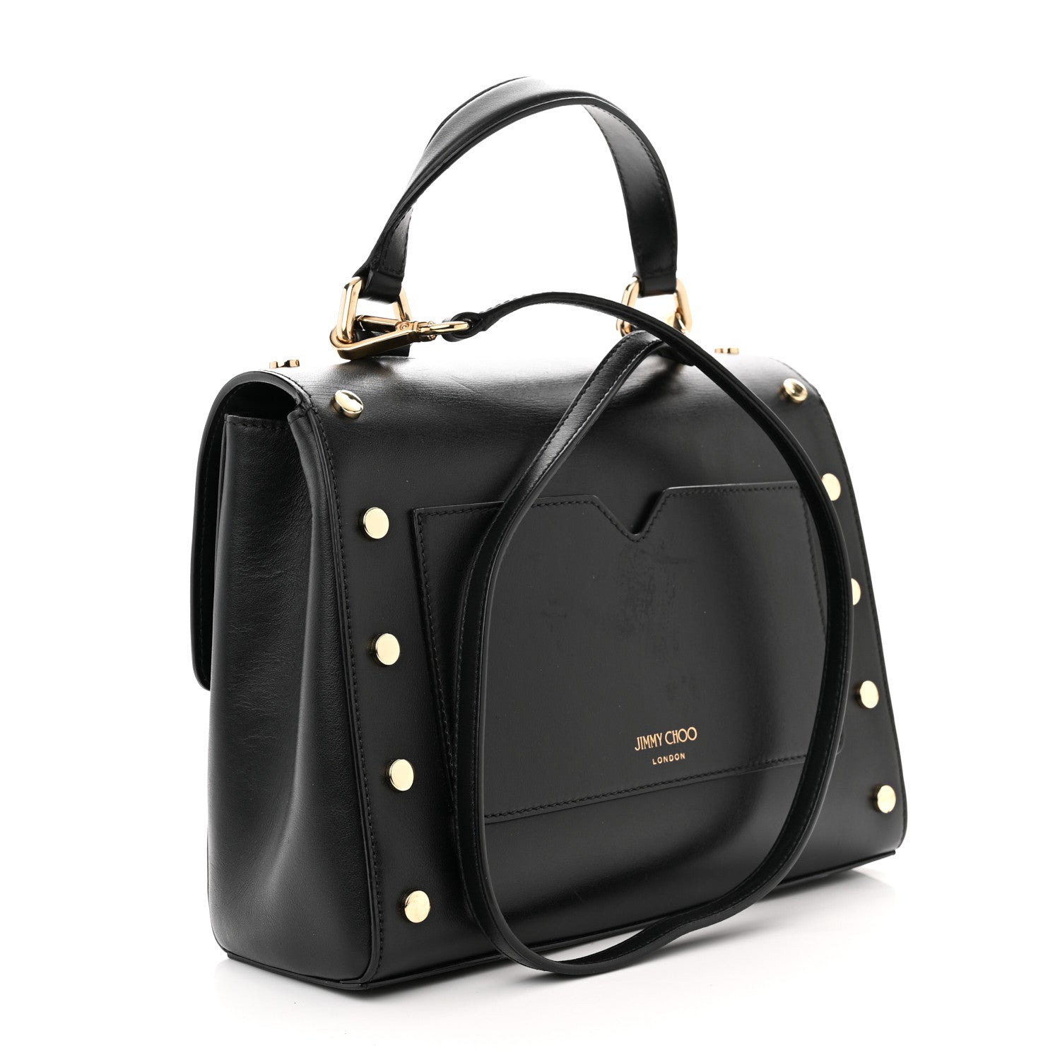 Jimmy Choo Smooth Calfskin Studded Lockett Shoulder Bag Black 3 of 11