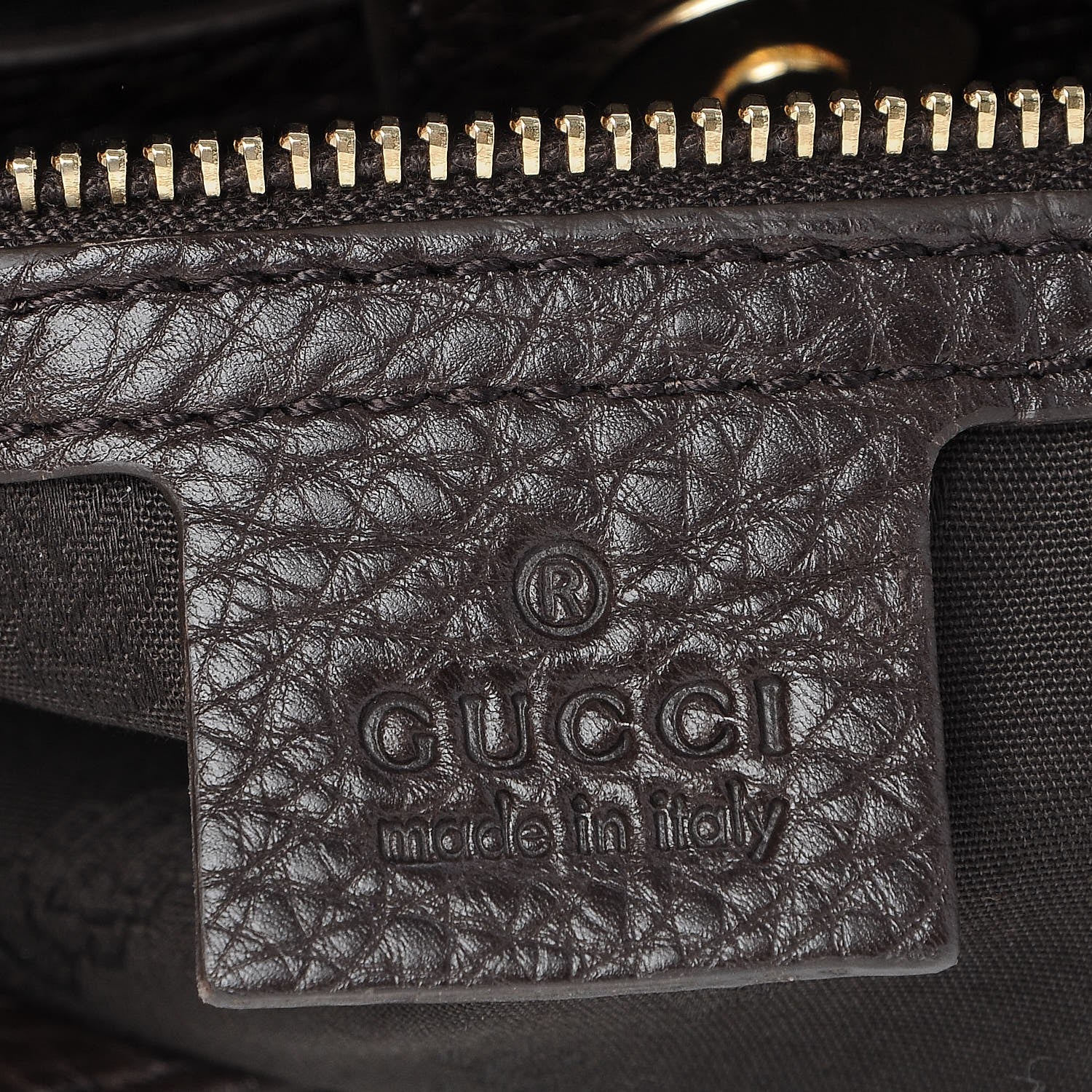 Gucci Pebbled Calfskin Medium Heritage Shoulder Bag Dark Brown 6 of 7