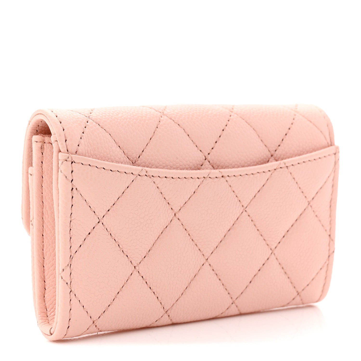 Chanel Caviar Quilted Flap Card Holder Wallet Light Pink 3 of 9