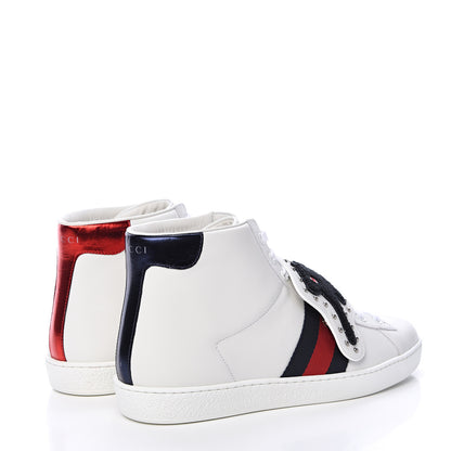 Gucci Calfskin Web Panther Removable Patches Mens Ace High Top Sneakers 8.5 White 4 of 7