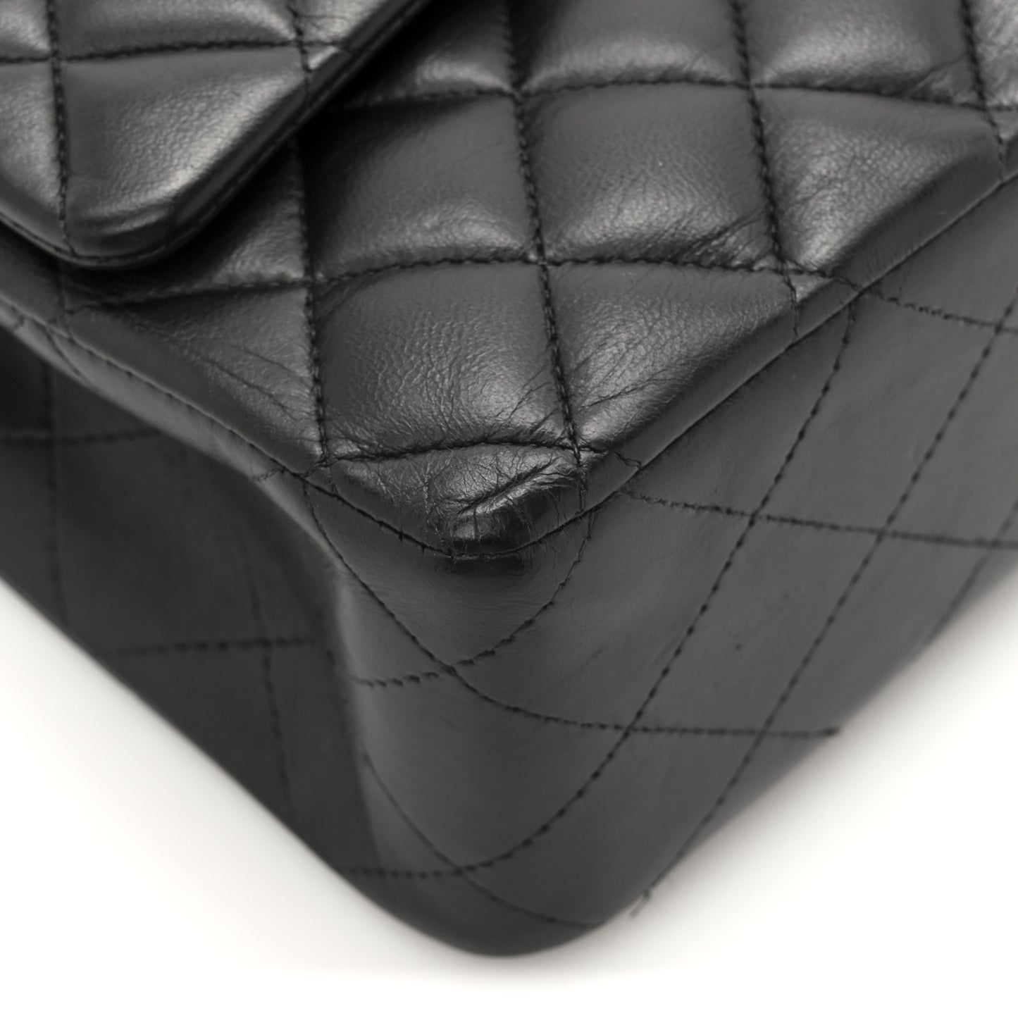 Lambskin Quilted Medium Double Flap Black
