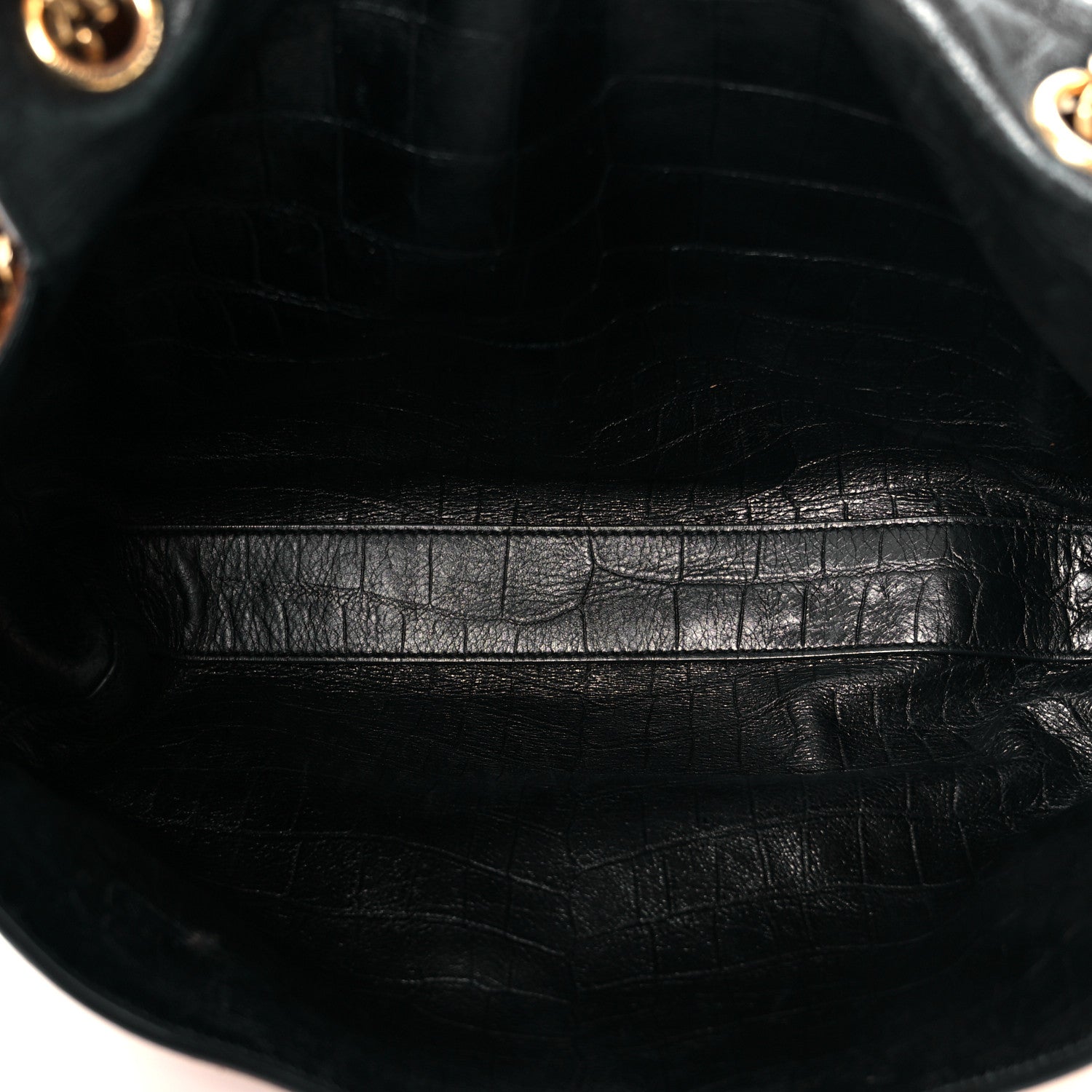 Saint Laurent Calfskin Crocodile Embossed Suede Medium Reversible Monogram Kate Satchel Military Taupe 9 of 17
