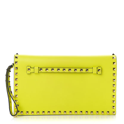 Valentino Garavani Nappa Rockstud Wristlet Clutch Yellow Fluo 1 of 9