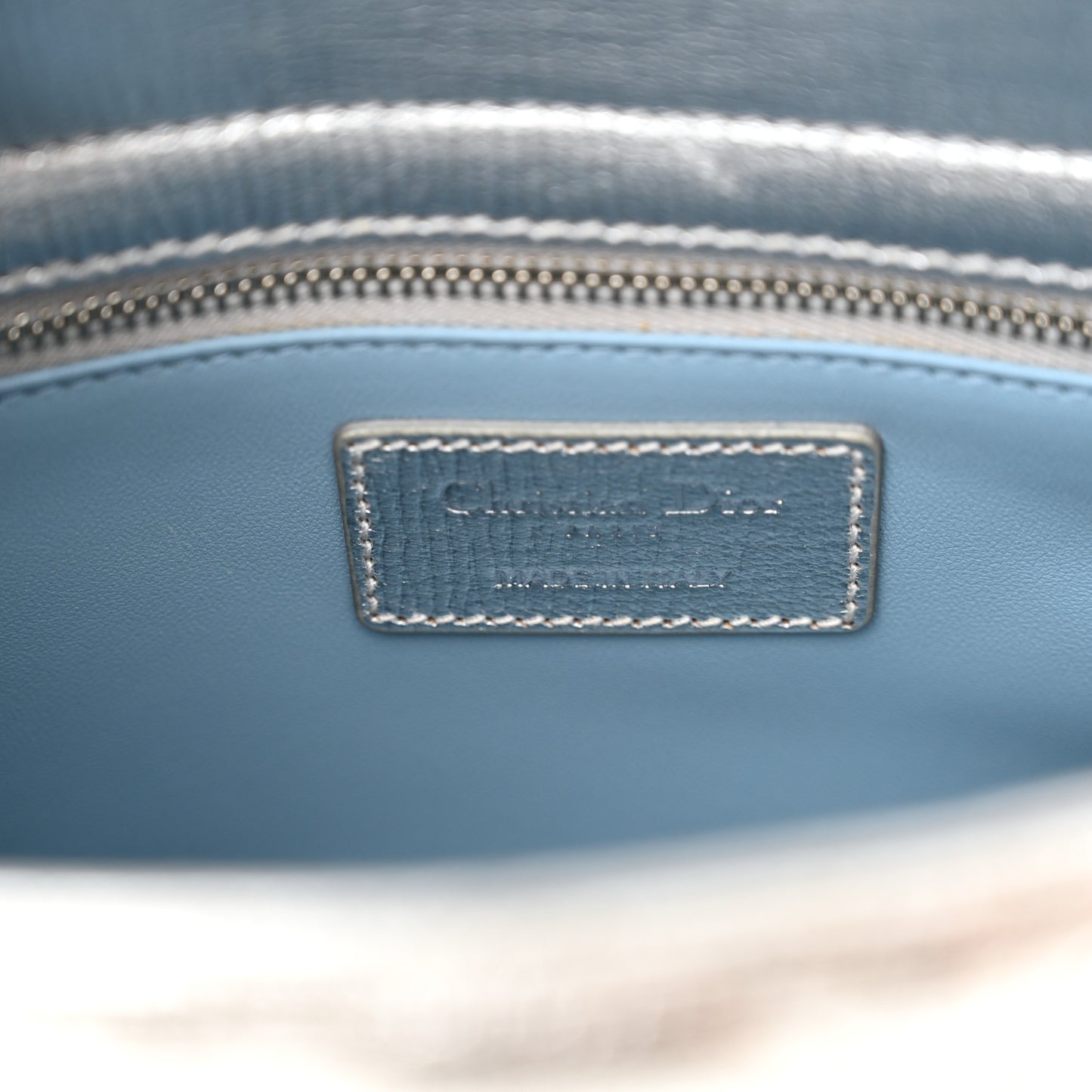 Metallic Grained Calfskin Cannage Small Lucky Badges My Lady Dior Silver