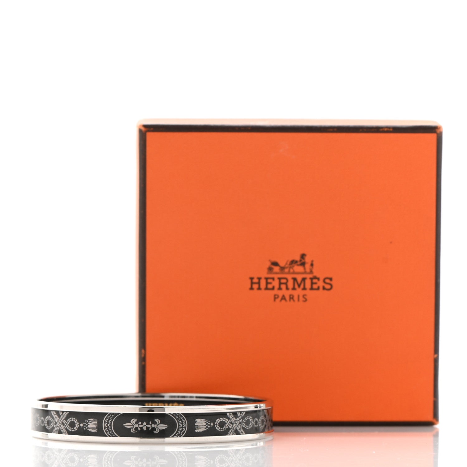 Hermes Enamel Printed Narrow Grand Apparat Bracelet Black 6 of 6