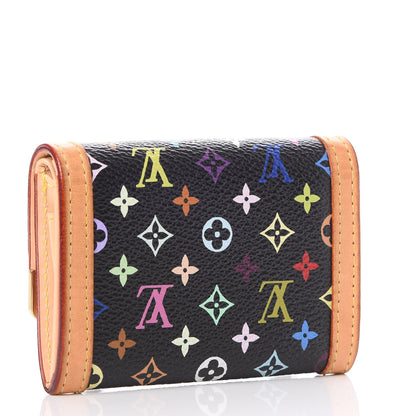 Louis Vuitton Monogram Multicolor Porte-Monnaie Plat Coin Purse Black 3 of 7