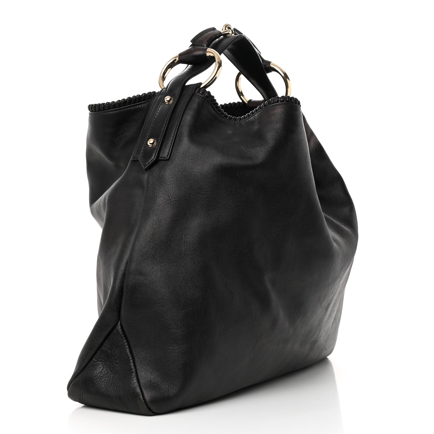 Gucci Calfskin Large Horsebit Chain Hobo Black 3 of 14