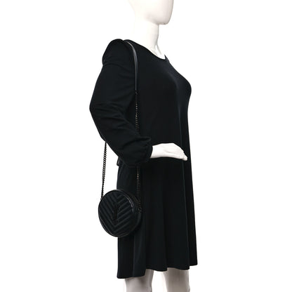 Saint Laurent Calfskin Matelasse Chevron Round Vinyle Camera Bag Black 2 of 8