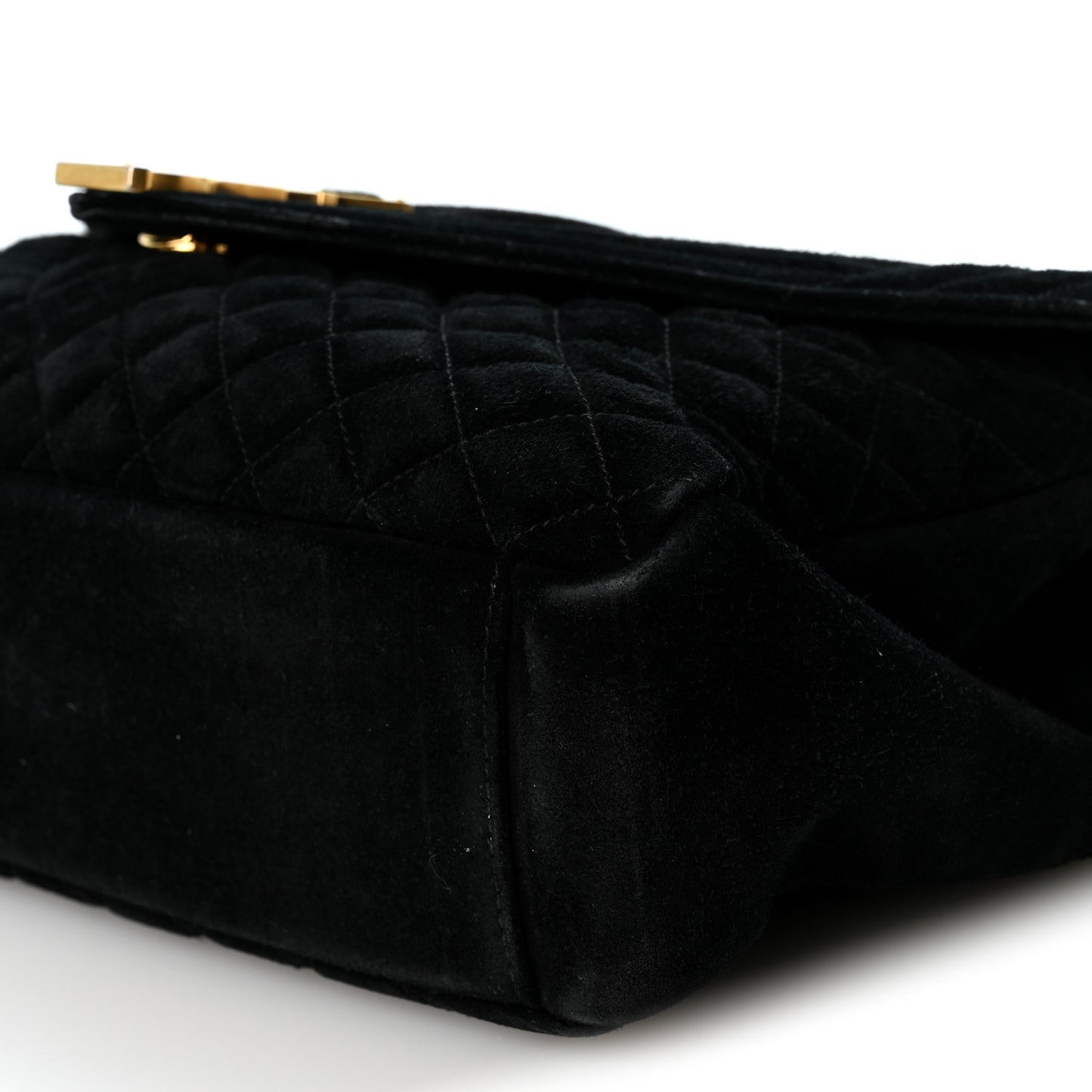 Suede Mixed Matelasse Triquilt Large Monogram Envelope Satchel Black