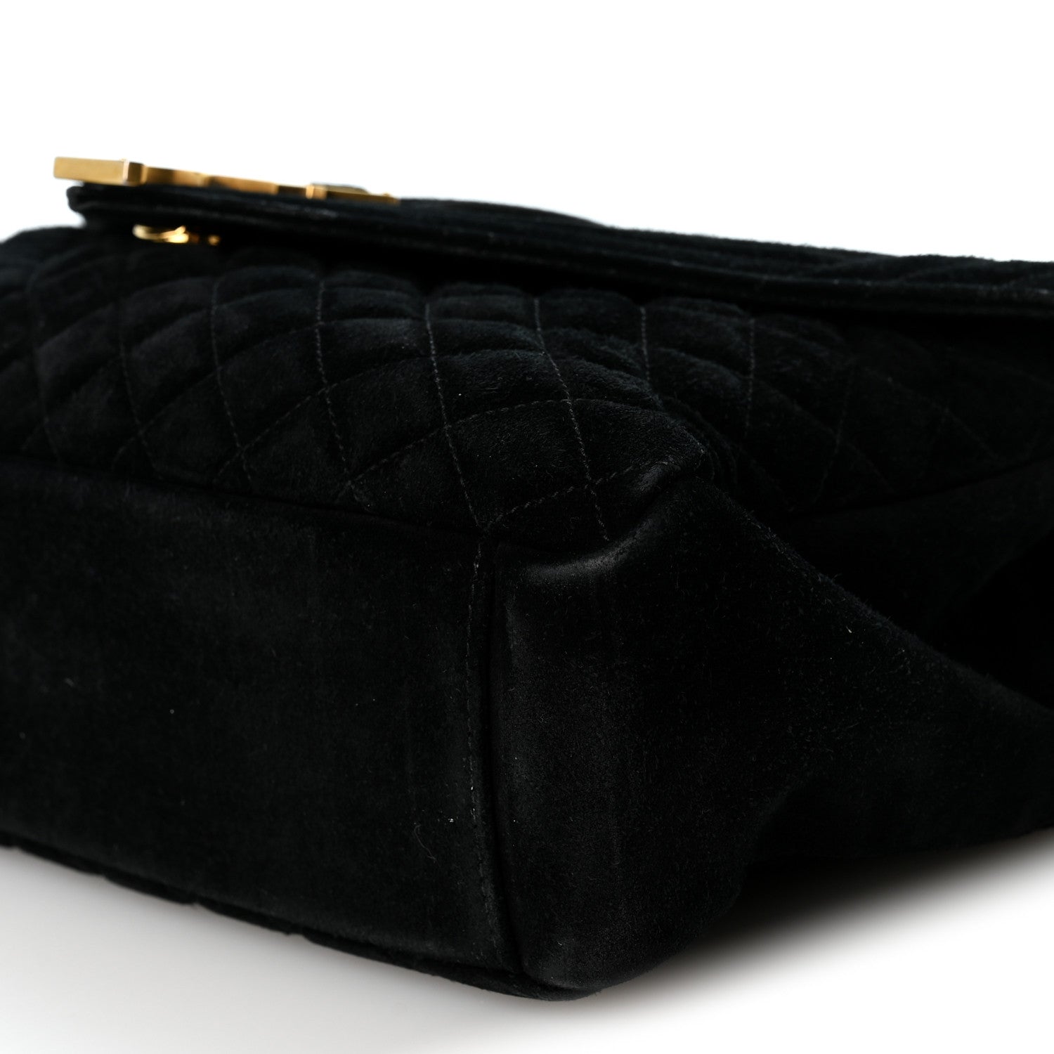 Saint Laurent Suede Mixed Matelasse Triquilt Large Monogram Envelope Satchel Black 9 of 9