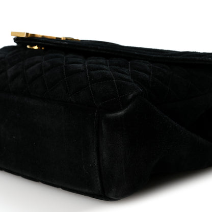 Saint Laurent Suede Mixed Matelasse Triquilt Large Monogram Envelope Satchel Black 9 of 9