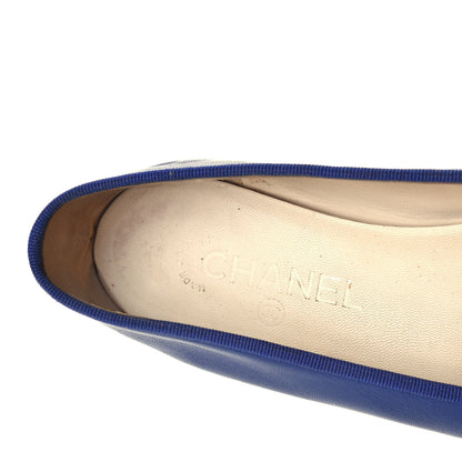 Chanel Lambskin CC Cap Toe Ballerina Flats 38 Blue Black 7 of 7