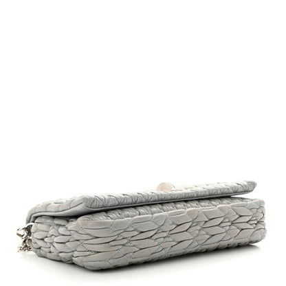 Miu Miu Nappa Matelasse Crystal Pearl Flap Clutch Grey 4 of 11