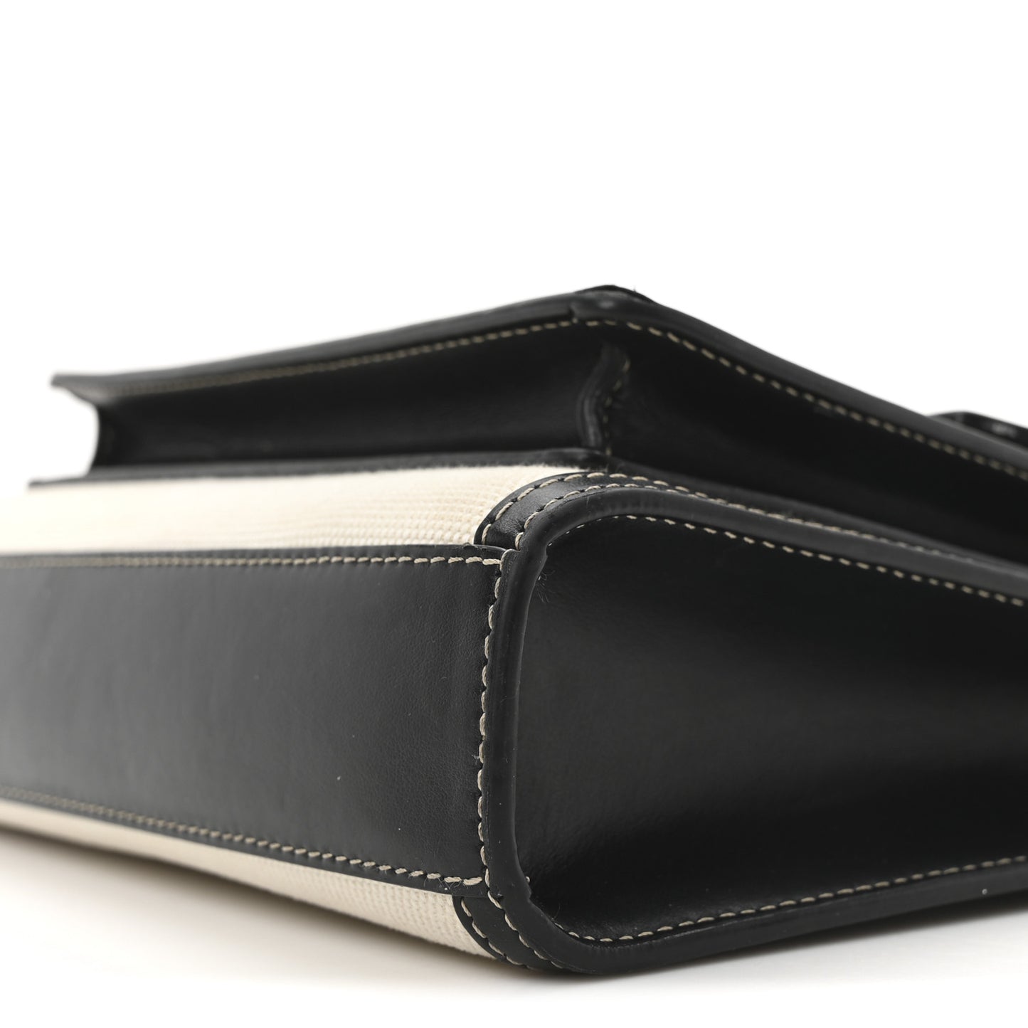 Canvas Smooth Calfskin Two Tone Mini Pocket Bag White Black
