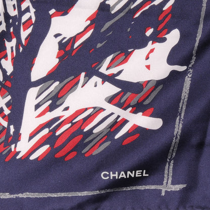 Chanel Silk CC Thistle Scarf Blue Red 3 of 5